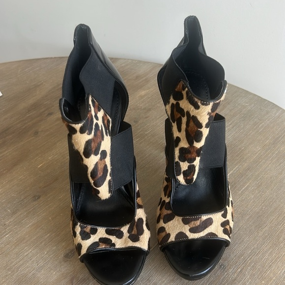 Calvin Klein Sonia Leopard Hair Calf Leather Elastic Platform Stilettos Women’s - Picture 8 of 16